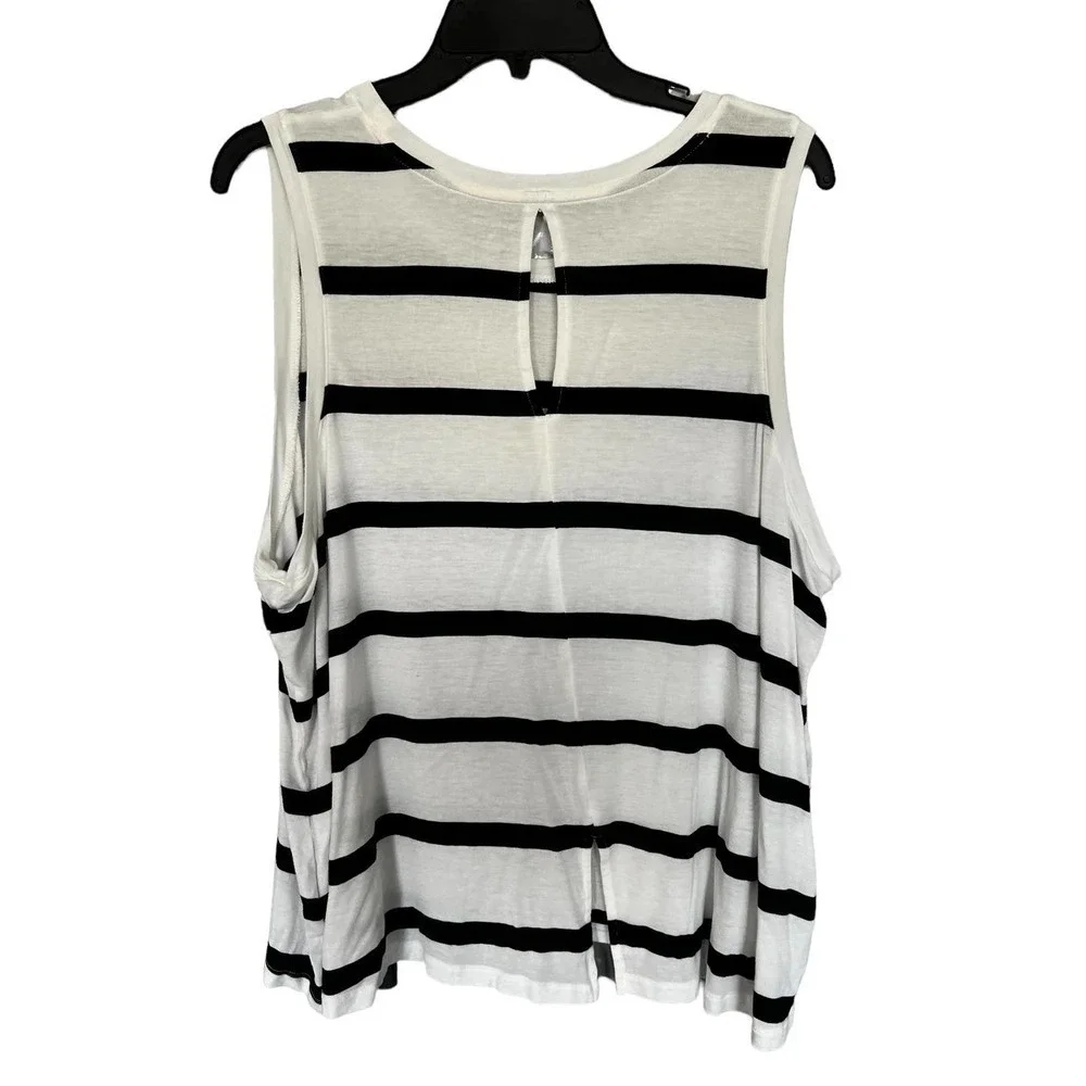 Halogen sleeveless black white strip split back 3X